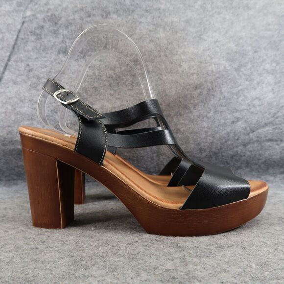 Eric Michael Shoes Women 41 Sandal Block Heel Platform Fashion Ankle Strap Black - Picture 16 of 16